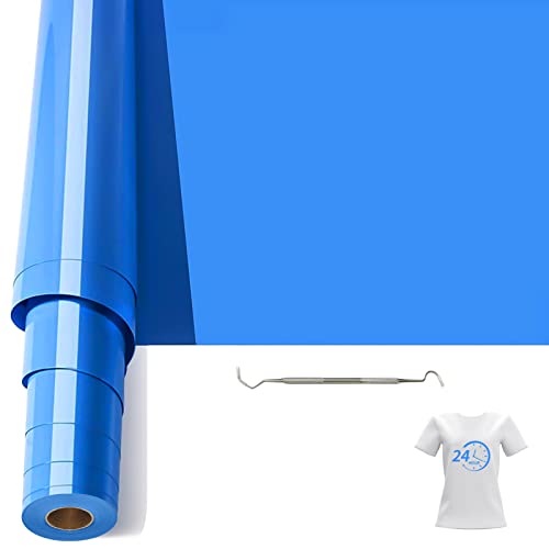 Bocguy Plotterfolie Textil, 30.5CM x 6.1M Heat Transfer Vinyl Flexfolie Rollen mit Plotter Werkzeug, Plotter Vinylfolie für Eisen Heiße Presse, T-Shirts & Mehr Stoffen, DIY Muster (Blauer See) von Bocguy