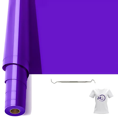 Bocguy Plotterfolie Textil, 30.5CM x 6.1M Heat Transfer Vinyl Flexfolie Rollen mit Plotter Werkzeug, Plotter Vinylfolie für Eisen Heiße Presse, T-Shirts & Mehr Stoffen, DIY Muster (Lila) von Bocguy