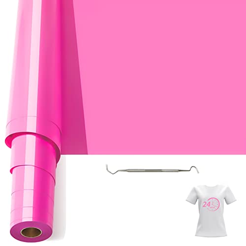 Bocguy Plotterfolie Textil, 30.5CM x 6.1M Heat Transfer Vinyl Flexfolie Rollen mit Plotter Werkzeug, Plotter Vinylfolie für Eisen Heiße Presse, T-Shirts & Mehr Stoffen, DIY Muster (Rosa) von Bocguy