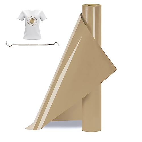 Bocguy Plotterfolie Textil Rollen, 30.5CM x 377CM Heat Transfer Vinyl Flexfolie Rollen mit Plotter Werkzeug, Plotter Vinylfolie für Eisen Heiße Presse, T-Shirts & Mehr Stoffen (Gold) von Bocguy