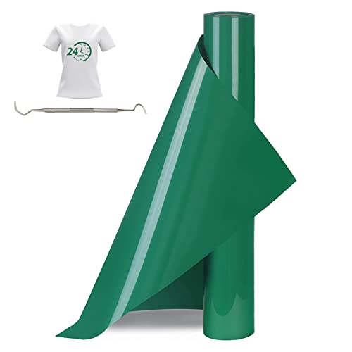 Bocguy Plotterfolie Textil Rollen, 30.5CM x 377CM Heat Transfer Vinyl Flexfolie Rollen mit Plotter Werkzeug, Plotter Vinylfolie für Eisen Heiße Presse, T-Shirts & Mehr Stoffen (Grün) von Bocguy