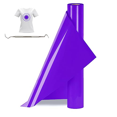 Bocguy Plotterfolie Textil Rollen, 30.5CM x 377CM Heat Transfer Vinyl Flexfolie Rollen mit Plotter Werkzeug, Plotter Vinylfolie für Eisen Heiße Presse, T-Shirts & Mehr Stoffen (Lila) von Bocguy