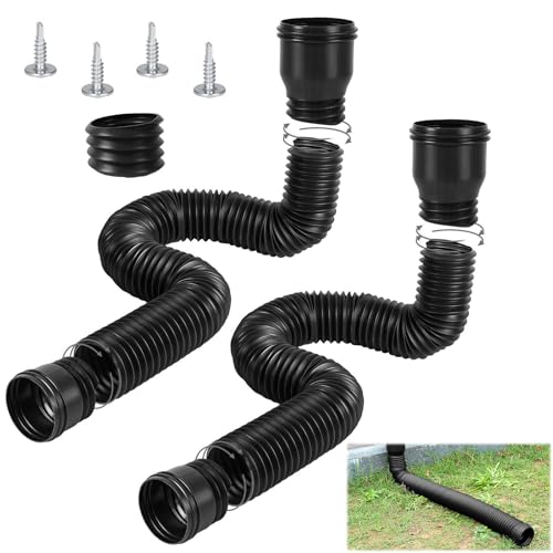 Bocguy Regenrinne Fallrohr, 2 Stück Dachrinne Flexible Fallrohr Verlängerung, Fallrohr Erweiterung von 47 bis 150cm, Regenrinnen Fallrohr Erweiterungsset für Fallrohr 80/100 mm (Schwarz, 2 Stück) von Bocguy