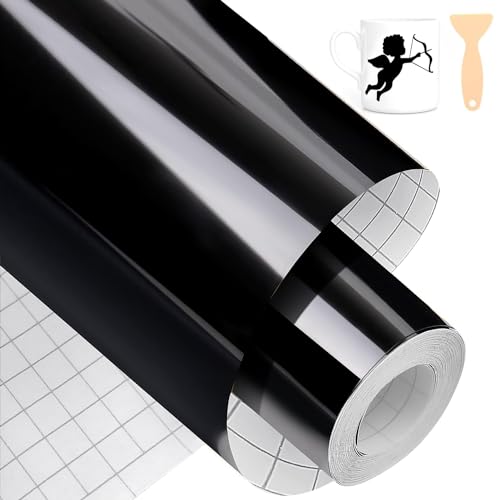 Bocguy Vinylfolie Plotter Schwarz Glänzend, 30.5CM x 600CM PVC Smart Permanent Vinyl Plotterfolie Selbstklebend Rollen, Einfach zu Schneiden & Jäten, Plotterfolie Vinyl für Cricut & Cameo Bocguy Vinylfolie Plotter Schwarz Glänzend, 30.5CM x 600CM PVC Smart Permanent Vinyl Plotterfolie Selbstklebend Rollen, Einfach zu Schneiden & Jäten, Plotterfolie Vinyl für Cricut & Cameo von Bocguy