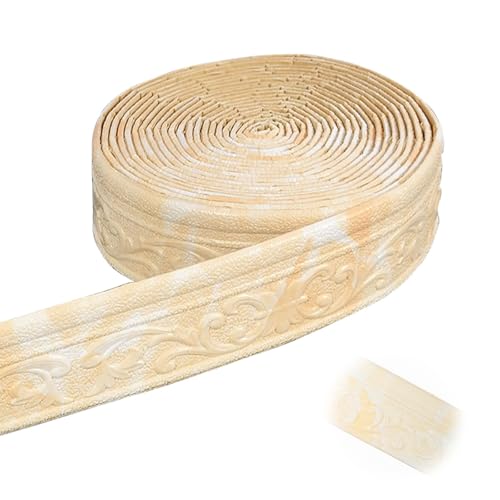 Bocguy Zierleisten Selbstklebend, 10m Tapeteneckleiste, Zier-&Stuckleisten, Deckenleisten Wandleisten Selbstklebend Fenstersprossen für Flure, Decken, Ecken, Heimdekoration, GelblichWeiß von Bocguy