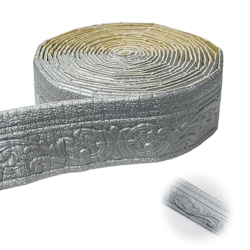 Zierleisten Selbstklebend, 10m Tapeteneckleiste,Zier- & Stuckleisten, Deckenleisten Selbstklebend, Wandleisten Selbstklebend, Für Flure, Decken, Ecken, Heimdekoration(silberg) von Bocguy