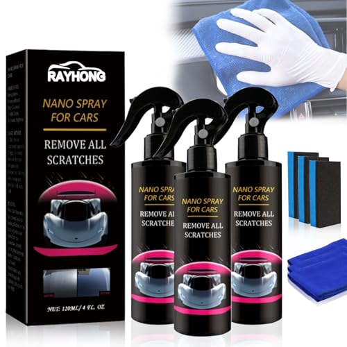 3 Stück Nano Auto Kratzerentfernungsspray, Kratzer Reparatur Spray, 3in1 High Protection Scratch Removal Spray, Autoscheiben Reiniger Nano Reparaturspray Für Auto（120ML/Stück) von Bocguy