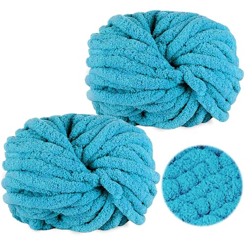 Dicke Wolle zum Häkeln 250gx2, Chunky Yarn Wolle Helles Seeblau, Super Soft Chunky Wolle, Dicke Wolle zum Handstricken, Armstricken Wolle Flauschig zum Häkeln Decke, Schals, Mützen, Zierkissen von Bocguy