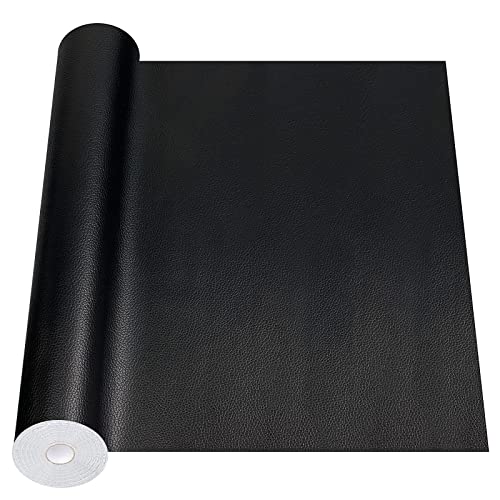 Kunstleder selbstklebend 40 X 200 cm, Lederflicken selbstklebend Kunstleder Reparaturset, Leather Repair Kit Leder Klebefolie für Auto Bürostuhl Sofa, Schwarz von Bocguy