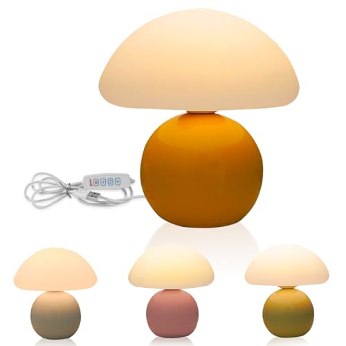 Pilz Nachttischlampe Tischlampe, led pilz tischleuchte, Mushroom Lamp mit Keramikbasis, Dimmbar Tischleuchte Deko Wohnzimmer für Schlafzimmer, Deko für Kinderzimmer, Schlafzimmer & Wohnzimmer (Orange) Pilz Nachttischlampe Tischlampe, led pilz tischleuchte, Mushroom Lamp mit Keramikbasis, Dimmbar Tischleuchte Deko Wohnzimmer für Schlafzimmer, Deko für Kinderzimmer, Schlafzimmer & Wohnzimmer (Orange) von Bocguy