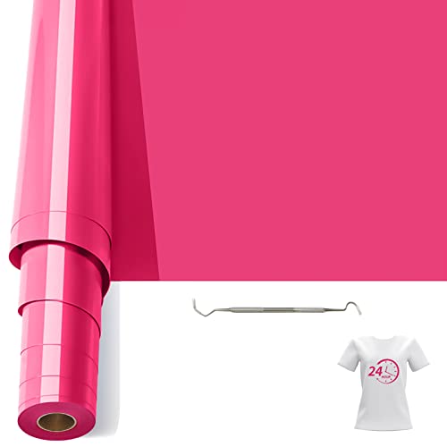 Bocguy Plotterfolie Textil, 30.5CM x 6.1M Heat Transfer Vinyl Flexfolie Rollen mit Plotter Werkzeug, Plotter Vinylfolie für Eisen Heiße Presse, T-Shirts & Mehr Stoffen, DIY Muster (Rose Rot) von Bocguy