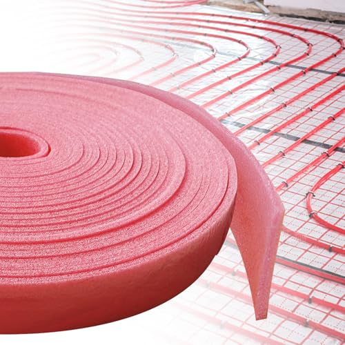 Randdämmstreifen, Randdämmstreifen Selbstklebend für Ausgleichsmasse 50mm x 5mm x 10m, Randdämmung Behnfugenband für Fußbodenheizung Estrich Abdichtung von Bocguy