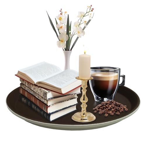 Schwarz Rundes Tablett 28cm, Dekotablett, Kerzentablett, Tablett Rund für Deko Tablett Tischdeko Kerzenteller, Dekotablett für Esstisch Bad Küche, Dessert Kerzen, Café, Bar, Restaurant, Kosmetik von Bocguy