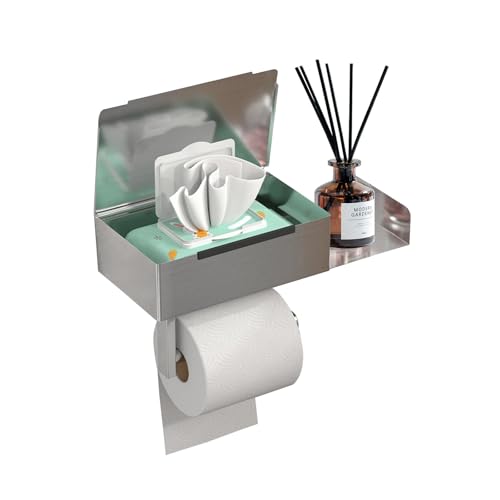 Toilettenpapierhalter Ohne Bohren, Toilettenpapierhalter mit Feuchttücherbox, Klorollenhalter mit Ablage Toilettenpapier Aufbewahrung für für Küche und Bad, Silbrig Toilettenpapierhalter Ohne Bohren, Toilettenpapierhalter mit Feuchttücherbox, Klorollenhalter mit Ablage Toilettenpapier Aufbewahrung für für Küche und Bad, Silbrig von Bocguy