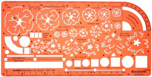 1:50 und 1:100 Maßstab Schablone Zeichenschablone Gartenplanung Landschaft Gartengestaltung Gartendesigns Architekt Garten Gartenpläne Gestalten Planen Technisches Zeichnen von Bocianelli