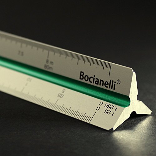 Bocianelli Maßstab Lineal 30 cm Aluminium Dreikantmaßstab Maßstabslineal 1:20 1:25 1:50 1:100 1:125 1:150 1:200 1:500 1:1000 1:1250 1:1500 1:2500 Metall Lineal 30cm für Architekt oder Ingenieur von Bocianelli