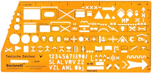 Taktische Zeichen Schablone Militär Zeichenschablone NATO BW Standardisierte Truppen Waffen Lagekarte Symbole 1:50000 Karte Bundeswehr Lagepläne Führungskarte von Bocianelli