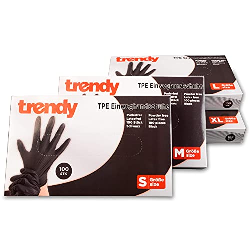 Bock op Kölle 100x TPE Einweghandschuhe schwarz S-XL Puderfrei & Latexfrei Einmalhandschuhe (XL) von Bock op Kölle
