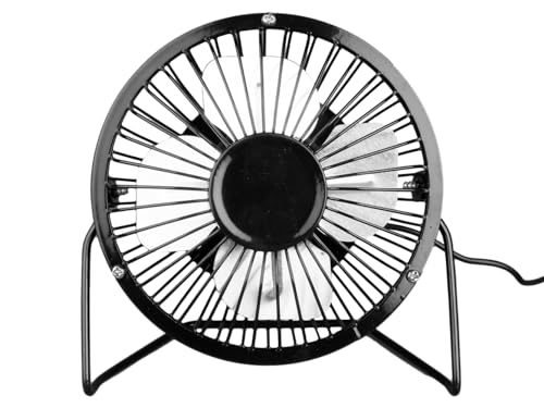Bock op Kölle USB Ventilator Mini Tischventilator 360° Drehung Kraftvoll Tragbarer Lüfter mit An/Ausschalter für PC MAC Notebook, Büro zu Hause Schule - 4 Zoll Schwarz von Bock op Kölle