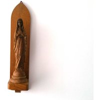 Schöne Alte Religiöse Holzfigur "Jungfrau Maria' Schnitzereien Vintage Holzschnitzereien Wandskulptur von BodaciousOld