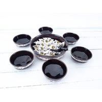 Vintage Erdnuss Snack Set Keramik Fat Lava Servierset Retro Geschirr 1970 von BodaciousOld