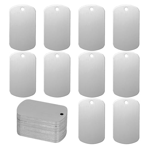 Boddceto 25 Stück Metall-Stanzrohlinge, Aluminium-Rohlinge, Lasergravur-Rohlinge mit Loch (Quadratisch) von Boddceto