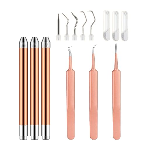 Boddceto Weeding Tools Set Kit Vinyl mit LED-Licht-Kit 3 LED-Stifte mit 5 Pin und Haken Beleuchteter Unkrauthaken Pinzette zum Schneiden von Boddceto