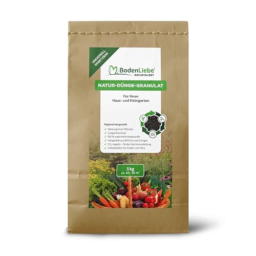 BodenLiebe NATURTALENT – Kräftige Pflanzen und reiche Ernte, Natur-Dünge-Granulat 5 kg für 50 m², nährstoffreiche Langzeitversorgung, vielseitig einsetzbar für Garten, Hochbeet & Zierpflanzen BodenLiebe NATURTALENT – Kräftige Pflanzen und reiche Ernte, Natur-Dünge-Granulat 5 kg für 50 m², nährstoffreiche Langzeitversorgung, vielseitig einsetzbar für Garten, Hochbeet & Zierpflanzen von BodenLiebe