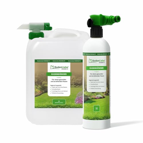 BodenLiebe Rasenblitz 5 l flüssiger Rasendünger inkl. Sprühflasche - Für 250 m² Garten - Schnelles Grün statt Gelb - Sichere Anwendung - Familienfreundlich & tierverträglich - Made in Germany BodenLiebe Rasenblitz 5 l flüssiger Rasendünger inkl. Sprühflasche - Für 250 m² Garten - Schnelles Grün statt Gelb - Sichere Anwendung - Familienfreundlich & tierverträglich - Made in Germany von BodenLiebe
