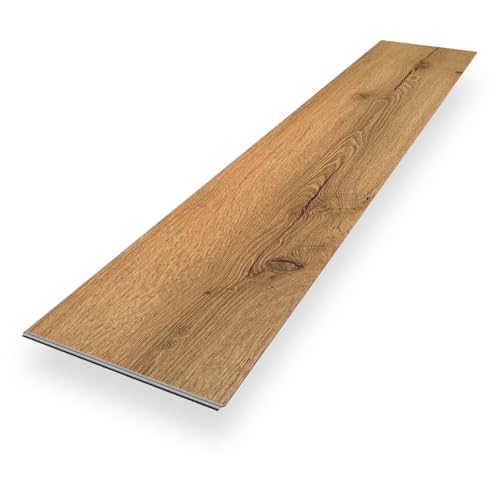 Vinylboden Klick Vinyl Premium "Eiche Norderney" | Braun Holzoptik | integrierte Trittschalldämmung | 1220 x 225 x 5 mm | Paket mit 2,2 m² | Fußbodenheizung geeignet | 100% wasserfest | Bodenglück von Bodenglück