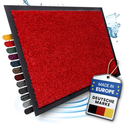 Bodenständig Blitzsauber: Die ultimative Fußmatte für innen – Rot in 60x90cm saugstarke Stoffoberseite perfekt als Schmutzfangmatte für Innen und überdachte Außenbereiche. Türmatte außen. von Bodenständig