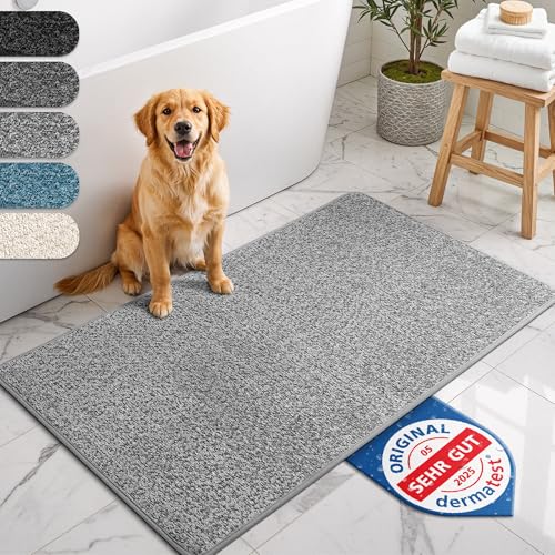 Bodenständig® Badematte Grau – rutschfest & Waschbar – Saugstarke Badezimmermatte – Hygienischer Duschvorleger – Badvorleger rutschfest waschbar 40x60 cm schnelltrocknend von Bodenständig