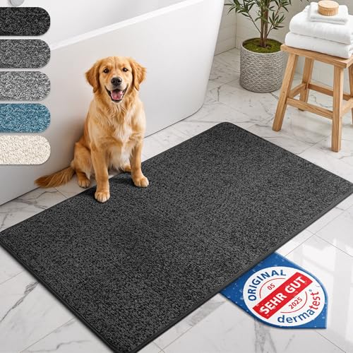 Bodenständig® Badematte schwarz – rutschfest & Waschbar – Saugstarke Badezimmermatte – Hygienischer Duschvorleger – Badvorleger rutschfest waschbar 60x110 cm schnelltrocknend von Bodenständig