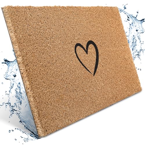 Bodenständig® Fußmatte Kokos [Wetterfest] - extrem robust - Fußabtreter außen - die Kokosmatte Fußmatte außen wetterfest. Fussmatte aussen 40x60 cm - Herz Design von Bodenständig