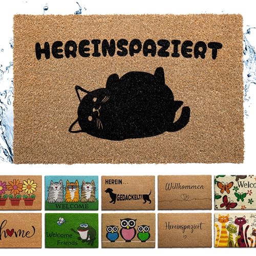 Bodenständig® Fußmatte Kokos [Wetterfest] - extrem robust - Fußabtreter außen - die Kokosmatte Fußmatte außen wetterfest. Fussmatte aussen 40x60 cm - Katze Design von Bodenständig