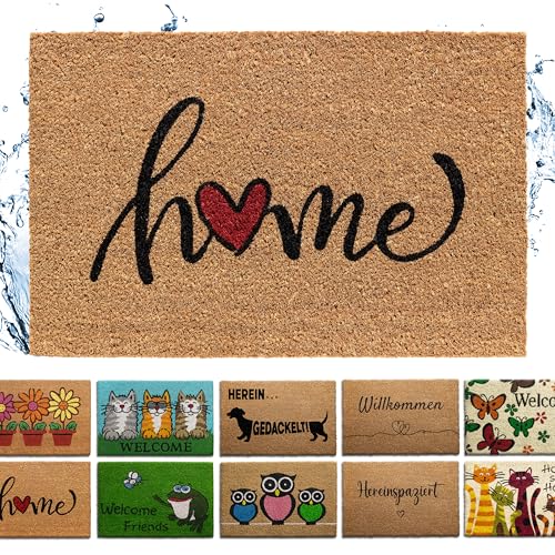 Bodenständig® Fußmatte Kokos [Wetterfest] - extrem robust - Fußabtreter außen - die Kokosmatte Fußmatte außen wetterfest. Fussmatte aussen 40x60 cm - Home Schriftzug von Bodenständig