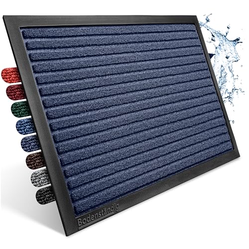 Bodenständig Fußmatte außen - extrem rutschfest & langlebig - Fußabtreter außenbereich blau grau 90x150cm - Türmatte in Perfekter Größe für die Haustür - Fussmatte aussen - Türvorleger gestreift von Bodenständig