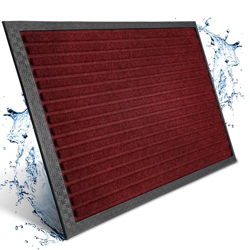 Bodenständig Fußmatte außen - extrem rutschfest & langlebig - Fußabtreter außenbereich dunkel rot 60x90cm - Türmatte in Perfekter Größe für die Haustür - Fussmatte aussen - Türvorleger gestreift von Bodenständig