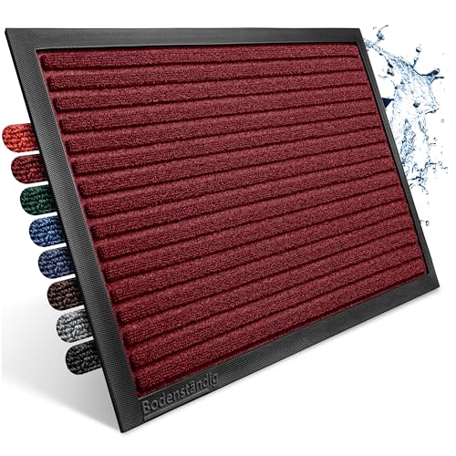 Bodenständig Fußmatte außen - extrem rutschfest & langlebig - Fußabtreter außenbereich dunkel rot 90x150cm - Türmatte in Perfekter Größe für die Haustür - Fussmatte aussen - Türvorleger gestreift von Bodenständig