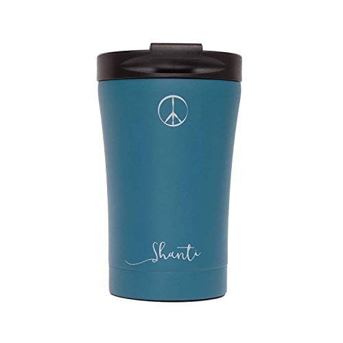 Bodhi Isolierbecher aus hochwertigem Edelstahl | Dichter Thermobecher mit Yogamotiv Shanti Design | Doppelwandiger Kaffeebecher To-Go 280 ml | Auslaufsicherer Deckel | BPA-frei Travel Mug von Bodhi