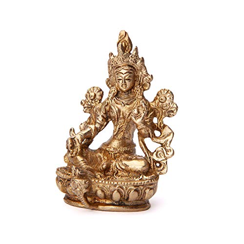Bodhi Grüne Tara Statue, goldgelb, Messing, ca. 9 cm von Bodhi