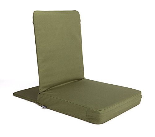 Bodhi Mandir Bodenstuhl XL | Meditationsstuhl mit dickem Sitzkissen | Komfortabler Bodensessel mit gepolsterter Rückenlehne | Waschbarer Bezug | Ideal für Freizeit, Yoga & Meditation (Dusty Green) von Bodhi