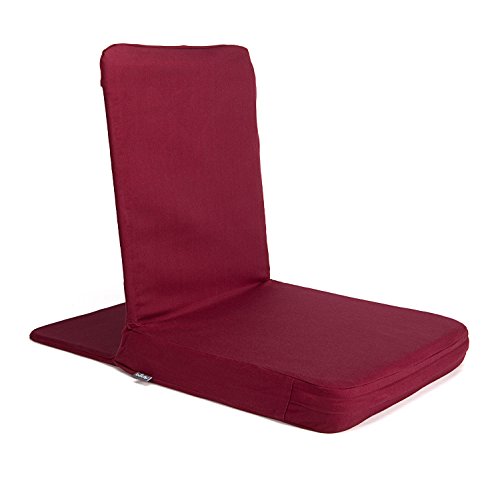 Bodhi Mandir Bodenstuhl XL | Meditationsstuhl mit dickem Sitzkissen | Komfortabler Bodensessel mit gepolsterter Rückenlehne | Waschbarer Bezug | Ideal für Freizeit, Yoga & Meditation (Bordeaux) von Bodhi