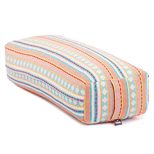 Bodhi Salamba Bolster Ethno Collection | Eckiges Yogakissen mit Bio-Dinkelfüllung | Waschbarer Bezug aus 100% Baumwolle | Yogarolle für Yin Yoga, Pilates, Meditation | Jacquard-Webart von Bodhi