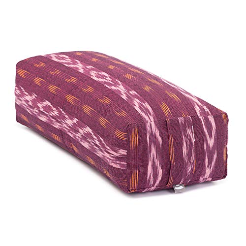 Bodhi Salamba Bolster Ethno Collection | Eckiges Yogakissen mit Bio-Dinkelfüllung | Waschbarer Bezug aus 100% Baumwolle | Yogarolle für Yin Yoga, Pilates, Meditation | Ikat-Webart von Bodhi