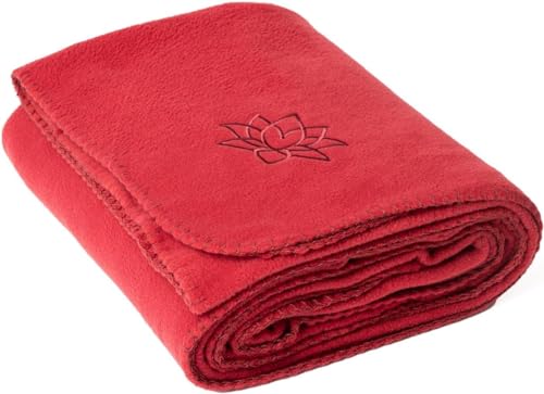 Bodhi Yogadecke ASANA Blanket | Weiche & Warme Kuscheldecke | Meditationsdecke für Shavasana | Tagesdecke aus Fleece mit Lotus-Stickerei | Sofa- & Überwurfdecke | 150 x 200 cm (Bordeaux) von Bodhi