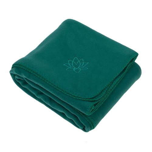 Bodhi Yogadecke ASANA Blanket | Weiche & Warme Kuscheldecke | Meditationsdecke für Shavasana | Tagesdecke aus Fleece mit Lotus-Stickerei | Sofa- & Überwurfdecke | 150 x 200 cm (Dunkelgrün) von Bodhi