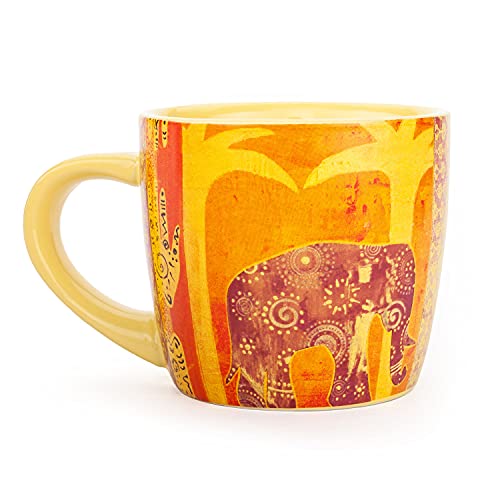 Bodhi YogiMug Keramiktasse Elephantasy | Keramiktasse (orange-gelb) mit Design-Print | nicht nur für Yoga-Fans | Kaffeetasse, Teetasse, Chai | Geschenk | 300 ml von Bodhi