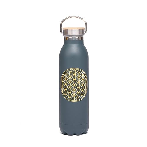 bodhi Thermosflasche | Isolierte Trinkflasche aus Edelstahl | 100% Dicht & Auslaufsicher | Kalte & Warme Getränke | Veredelt mit Design Motiv | Für Sport und im Alltag (Blume des Lebens) von Bodhi