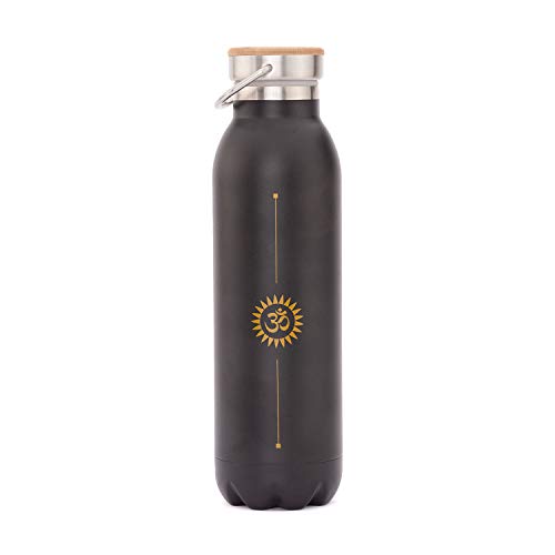 bodhi Thermosflasche | Isolierte Trinkflasche aus Edelstahl | 100% Dicht & Auslaufsicher | Kalte & Warme Getränke | Veredelt mit Design Motiv | Für Sport und im Alltag (Black, 600ml) von Bodhi